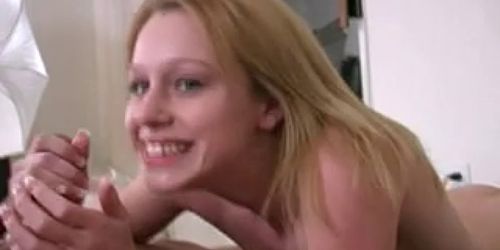 Cute amateur blonde wife gives handjob 1