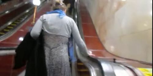 Stockings Upskirt on escalator