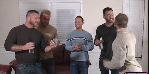 Horny five man gay orgy with hardcore anal sex