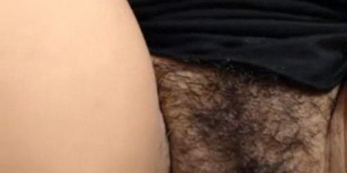 Hairy pussy played with and rubbed