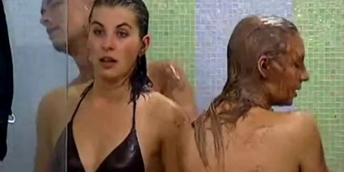 Big Brother NL Hot Blonde Teen Girl shower after wrestl