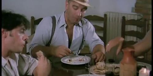 cute italian waitress gangbanged by three workers