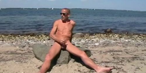 Gay Henndrik Solo Beach naked cum on Stone
