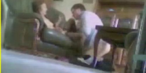 Hidden cam caught mom and dad having fun in livingroom