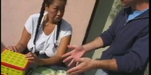 Chunky chinese school girl gets slammed from behind at 