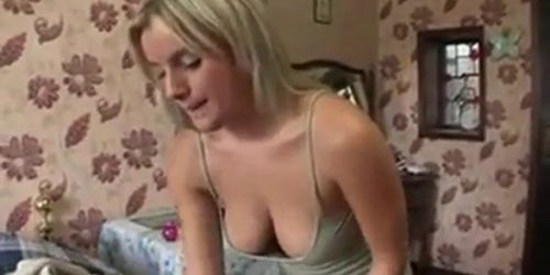 Amy Greens downblouse Pop Out While Doing Laundry