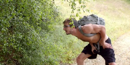 Three trail bangers enjoy sex outdoors in the woods