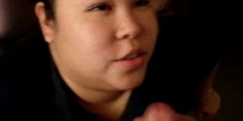 Fat Asian Ex GF from work sucking my cock on her lunch