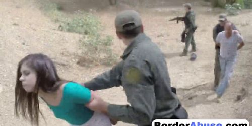 Pale brunette cutie is fucked by the law at the border