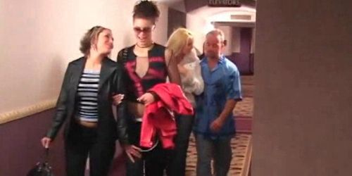 VIP tramps stripped and teased in gangbang