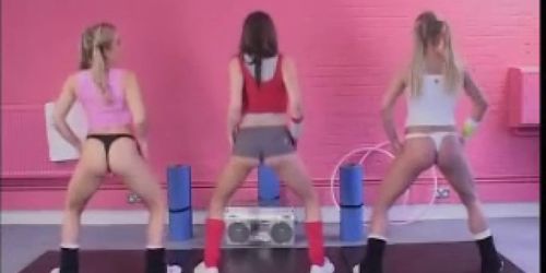 British lesbian threesome at the gym