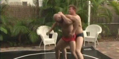 poolside wrestling threesome