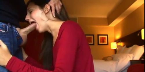 Hot girl gives blowjob in hotel room