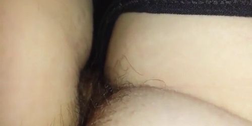 Fingering a hairy pussy and having fun with the anus