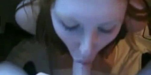 Redhead slut suck dick in public place