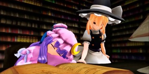 Touhou MMD - Marisa eaten by Giantess Patchouli (Vore)