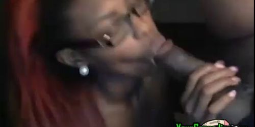 Ebony chick sucking bbc