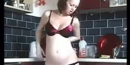 Pregnant Girl Masturbating In The Kitchen