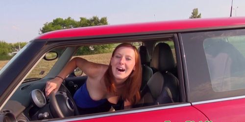 Redhead euro smoking before fucking outdoors