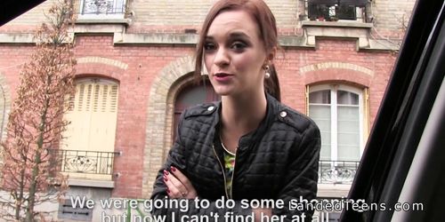 French redhead teen banged in public