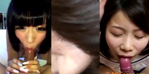 Three Japanese Girls Suck Cocks