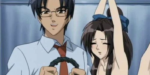 Tied up anime penetrated by dildo