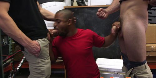 Black pawnshop amateur spitroasted for cash