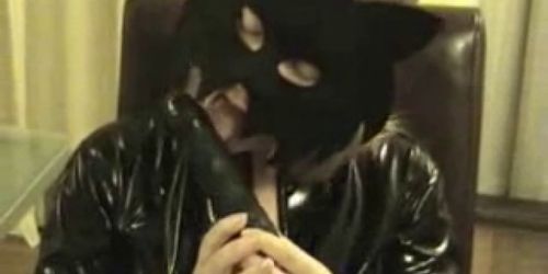 Masked wife dildo play