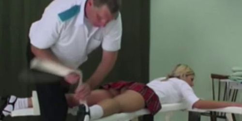 Schoolgirls get bounded and slapped hard