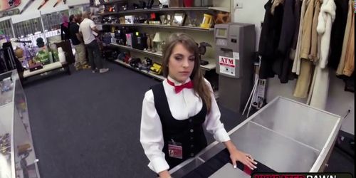 Sexy Casino babe gets fucked for real in a pawnshop