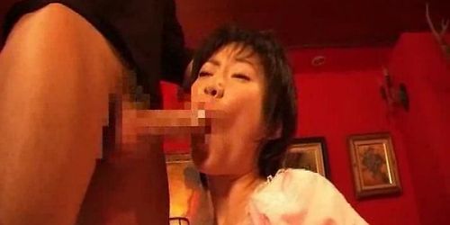 Mosaic: Asian Teen Cuffed for Blowjob