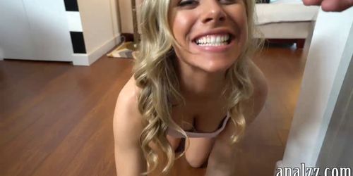 Sexy amateur blonde babe anal railed while being filmed