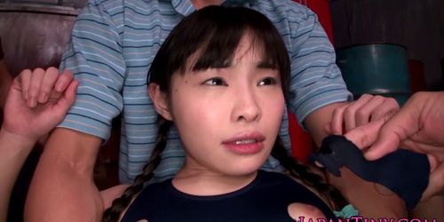 Squirting asian teens toy domination by group