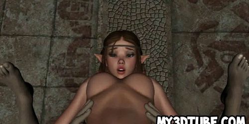 Foxy 3D cartoon elf babe gets licked and fucked