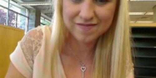 amateur blond masturbates and squirts in the library WF