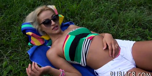 Lovely blonde Czech babe gets twat pounded in the park