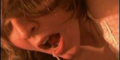 Cum in mouth - horny closeup