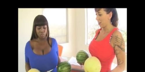 Huge Interracial Tit Lesbians Sucking Melons