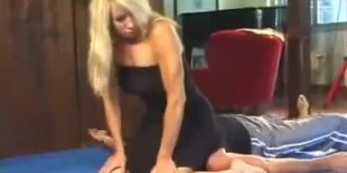 hot blond is smothering her slave