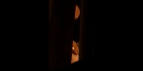 through window voyeur - mature couple masturbates each 