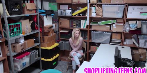 Real teen thief sucking and fucking cop for cumshots