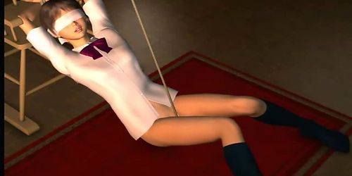 Petite 3d cutie tied up with ropes