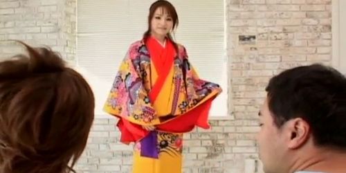 Miina is undressed of kimono and well fucked