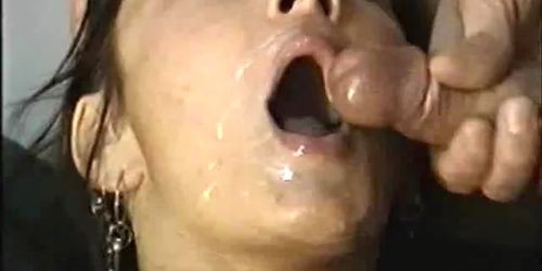 This Girl Gets A Bunch Of Facial Cum Over Her Tiny