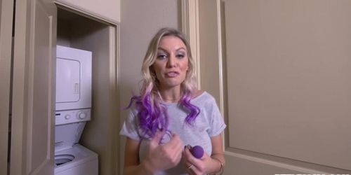 Busty milf Kenzie Taylor using the sex toy on herself