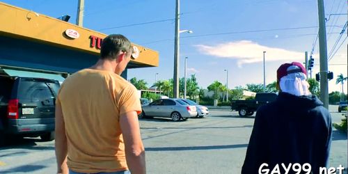 Black gay fucks white pal