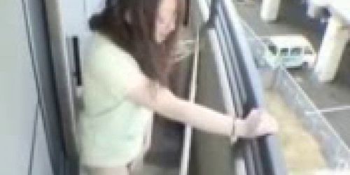 Asian Balcony Masturbation