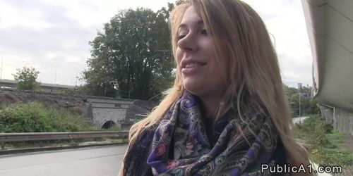 Beautiful Czech amateur bangs in public pov