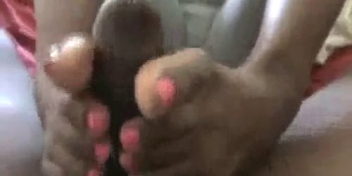 Ebony amateur Footjob