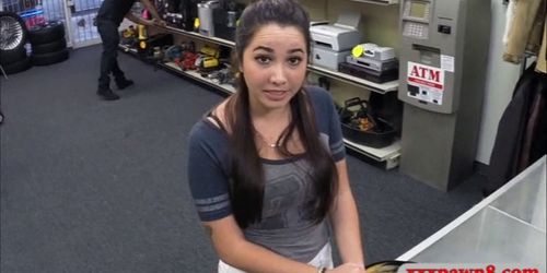 College girl pawns her pussy for money at the pawnshop